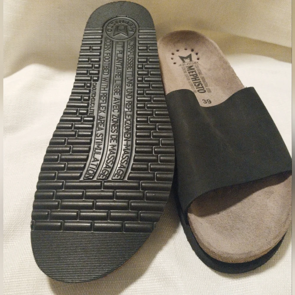 Mephisto Black Nubuck Leather Hanik Leather Sandals NWOB